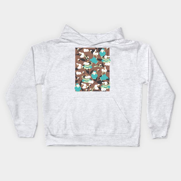 Rabbit Tea Party Art I Kids Hoodie by FlinArt